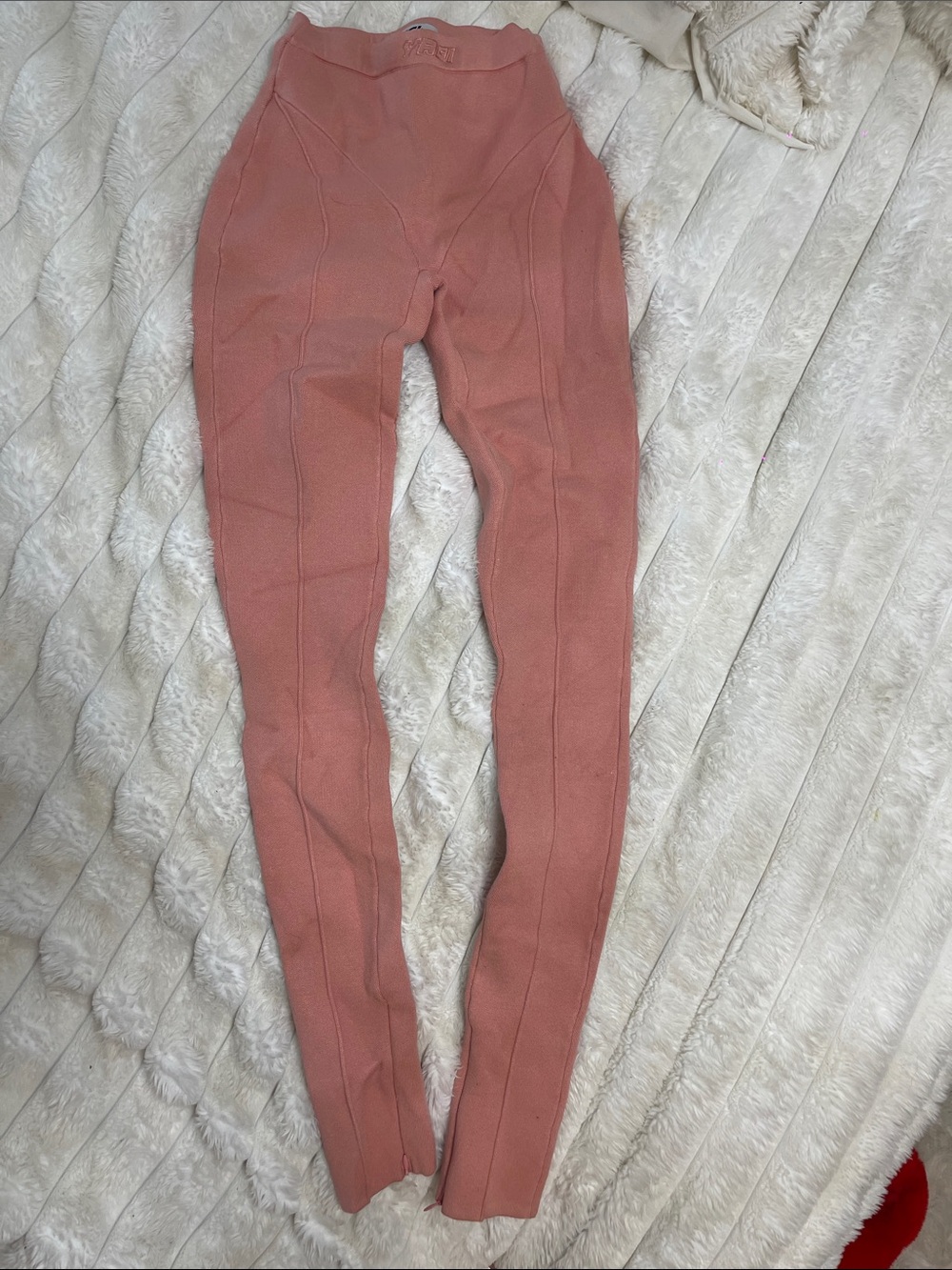 Yagi Mauve Pink Knit Seam-Detail Leggings.  Size XS